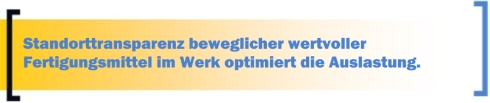 Standorttransparenz beweglicher wertvoller Fertigungsmittel im Werk optimiert die Auslastung